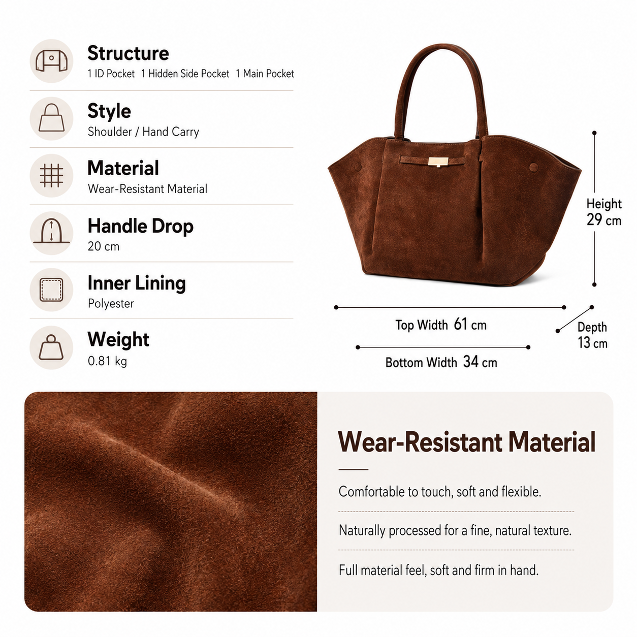 Brown Women's Wings Shape New York Slouchy Tote Bag (61 x 13 x 29CM) - Soft view 2