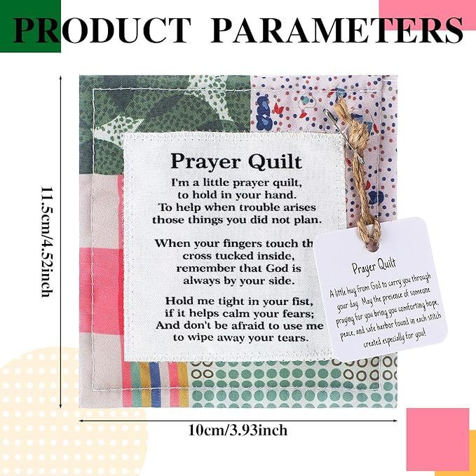 6-Piece Pocket Prayer Quilts with Cross Inside (Style 2) - Mini Cloth and view 3