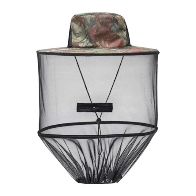Camouflage-2 Foldable Mosquito Net Fishing Hat with Storage Bag - Wide Brim
