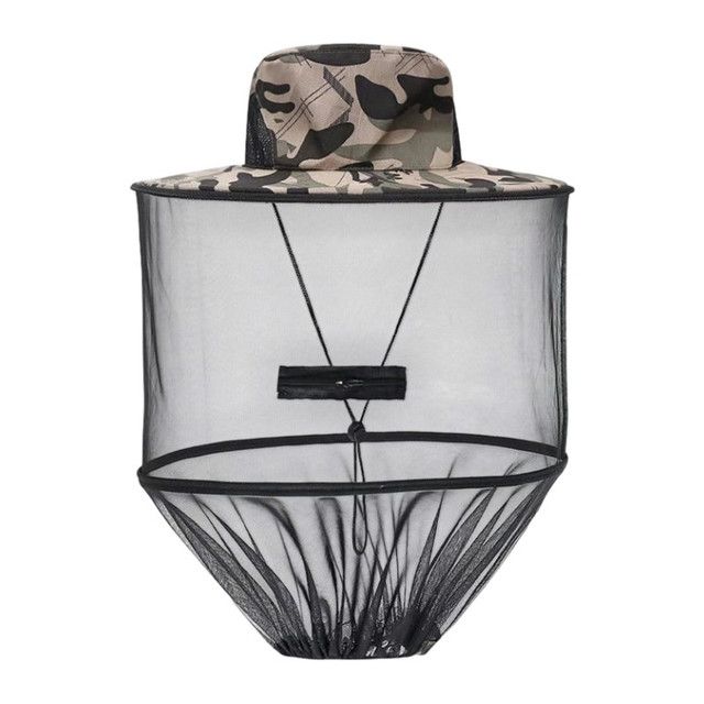 Camouflage-4 Foldable Mosquito Net Fishing Hat with Storage Bag - Wide Brim
