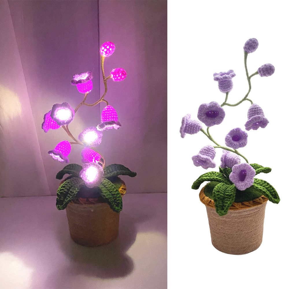 Purple Crochet Single Lily of the Valley Night Light - Handmade Cotton Yarn