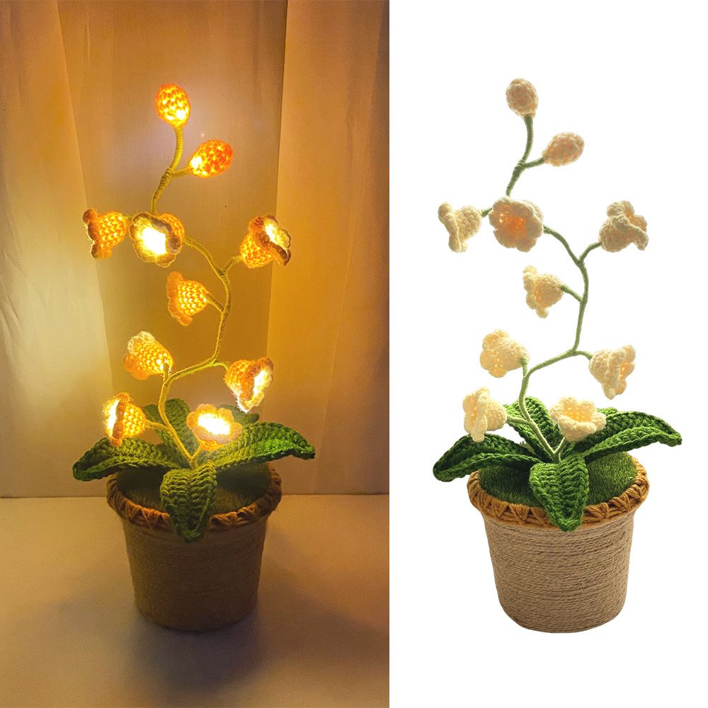 Yellow Crochet Single Lily of the Valley Night Light - Handmade Cotton Yarn