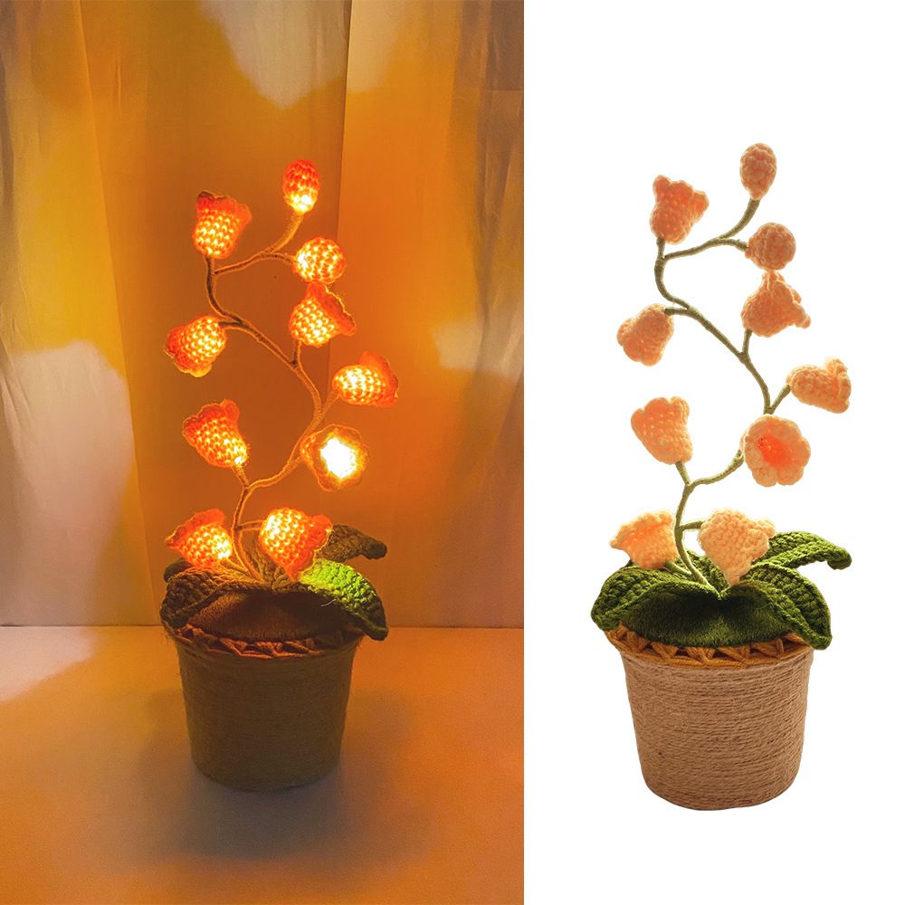 Orange Crochet Single Lily of the Valley Night Light - Handmade Cotton Yarn