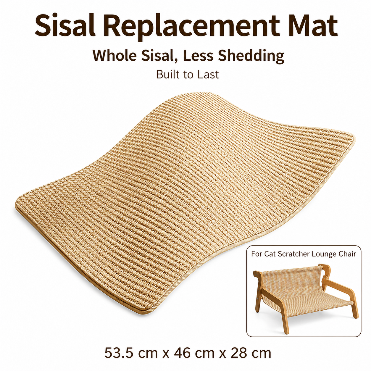 Replacement Mat for Sisal Lounge - Breathable Large Elevated Cat Scratcher