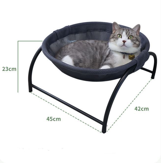 Dark Grey Elevated Cat Hammock Bed - 45 x 42 x 23 cm Reinforced Iron Frame and view 5