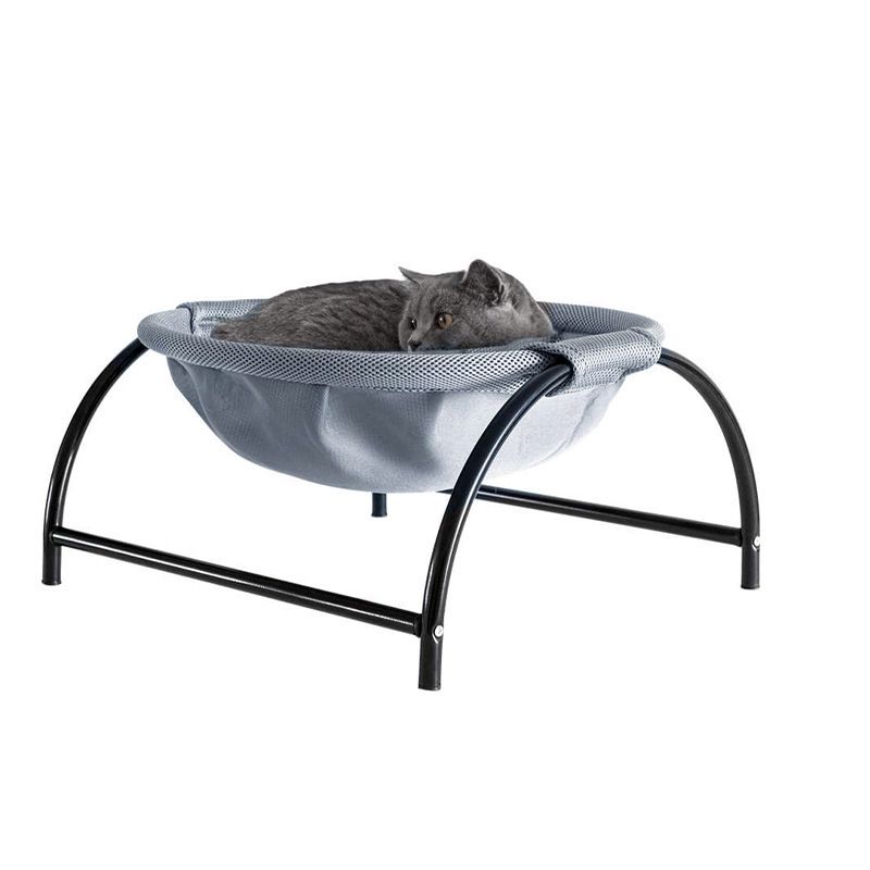 Grey Elevated Cat Hammock Bed - 45 x 42 x 23 cm Reinforced Iron Frame and