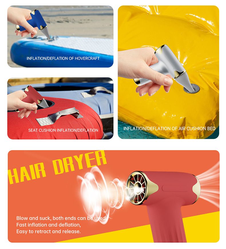 White Portable Cordless Turbo Fan and Hair Dryer - 20 m/s USB Rechargable Air view 7
