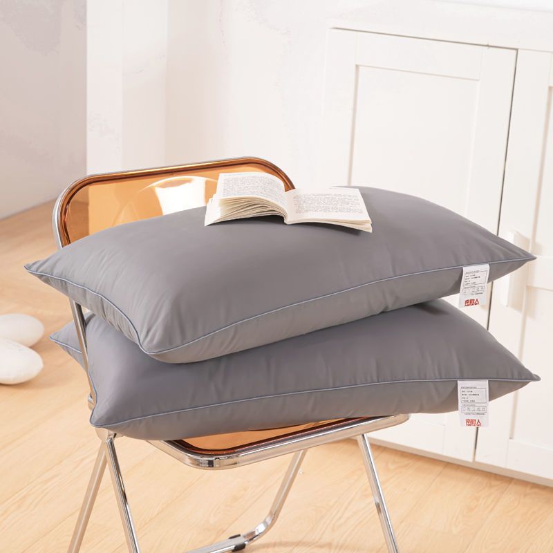 2 Pack Grey High Bed Pillows with Washable Zip Cover Set (48 x 74 cm) - Soft