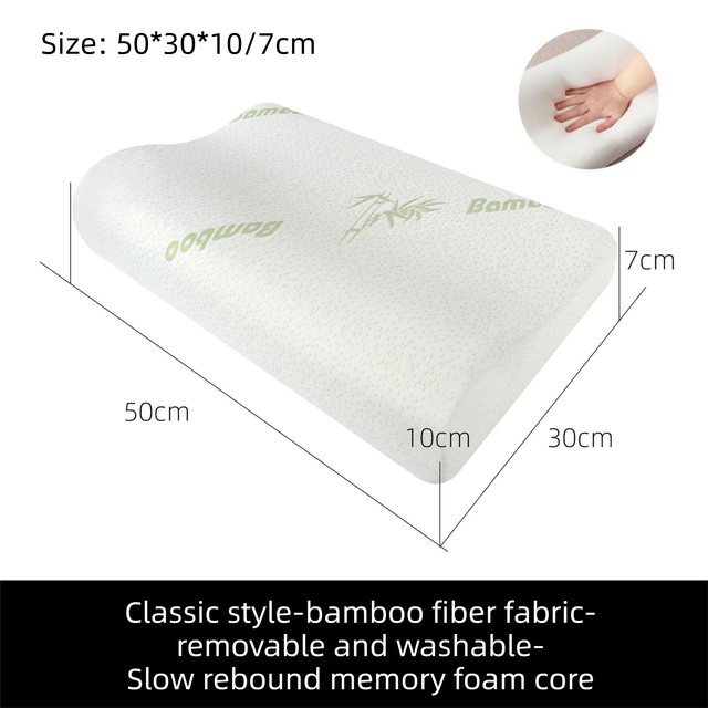 2 Pack Wave Shaped Contour Memory Foam Pillow with Washable Bamboo Fibre