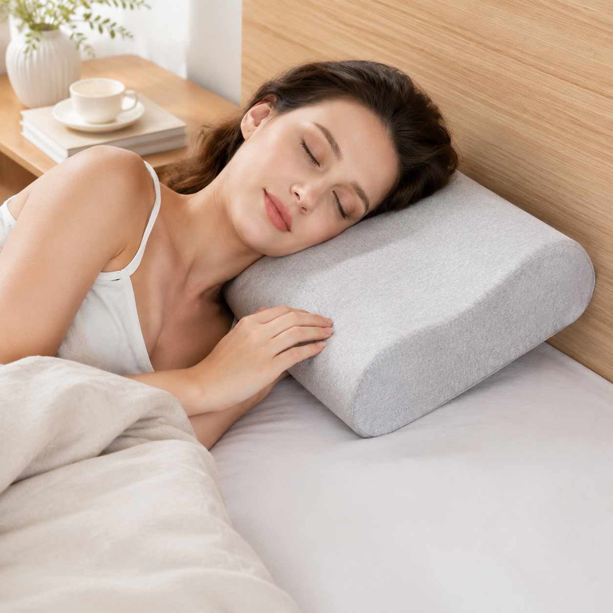 2 Pack Wave Shaped Contour Memory Foam Pillow with Washable Bamboo Fibre view 5