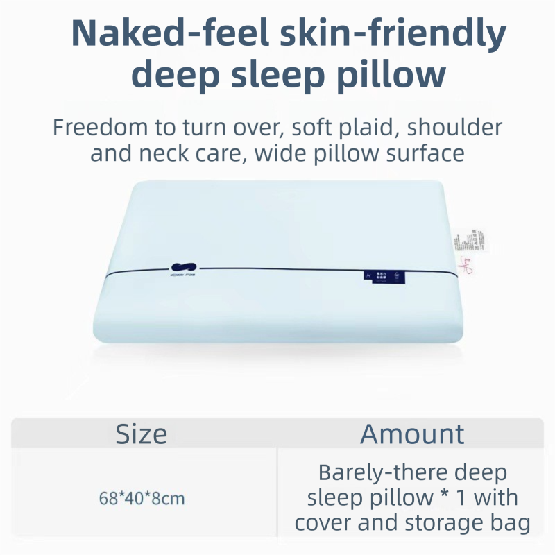 Blue Deep Sleep Slow Rebound Memory Foam Pillow with Washable Cover and