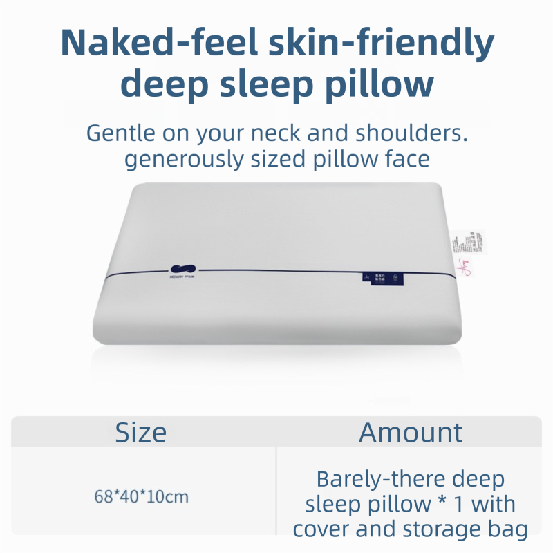 Grey Deep Sleep Slow Rebound Memory Foam Pillow with Washable Cover and