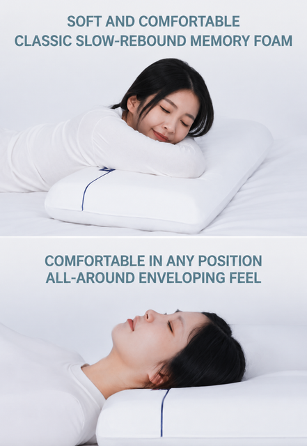 White Deep Sleep Slow Rebound Memory Foam Pillow with Washable Cover and view 4