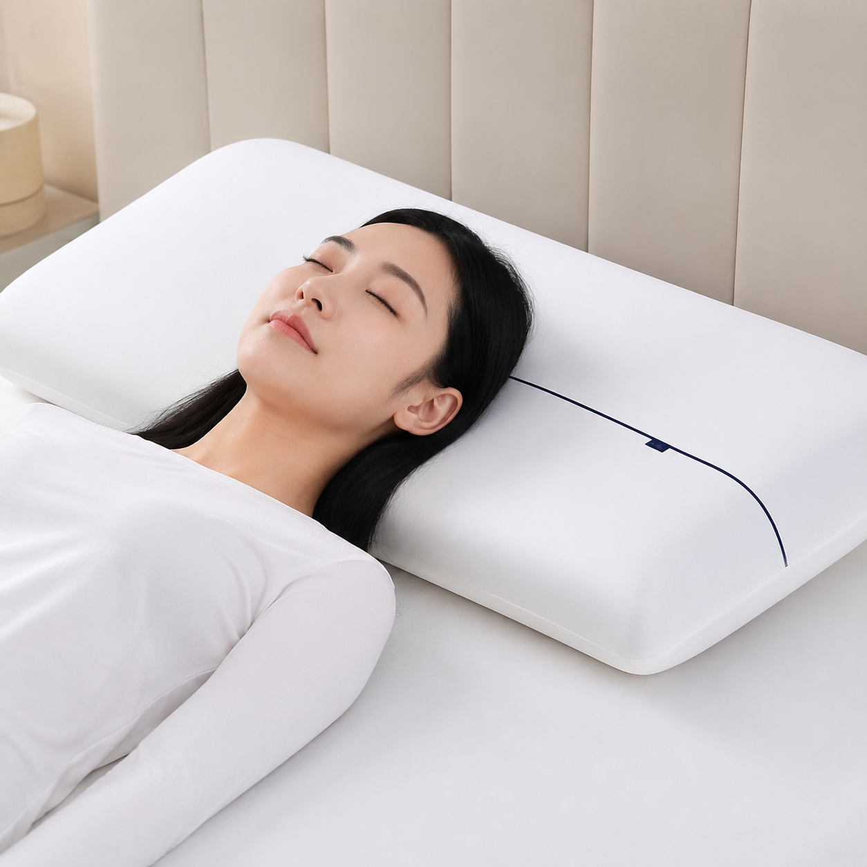 White Deep Sleep Slow Rebound Memory Foam Pillow with Washable Cover and view 6