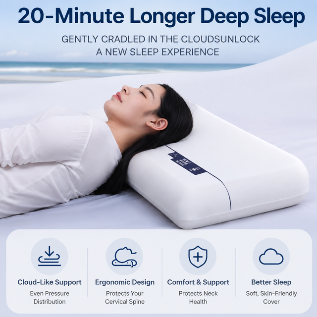 Navy Blue Deep Sleep Slow Rebound Memory Foam Pillow with Washable Cover and view 2