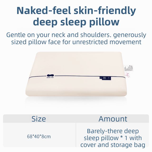 Beige Deep Sleep Slow Rebound Memory Foam Pillow with Washable Cover and