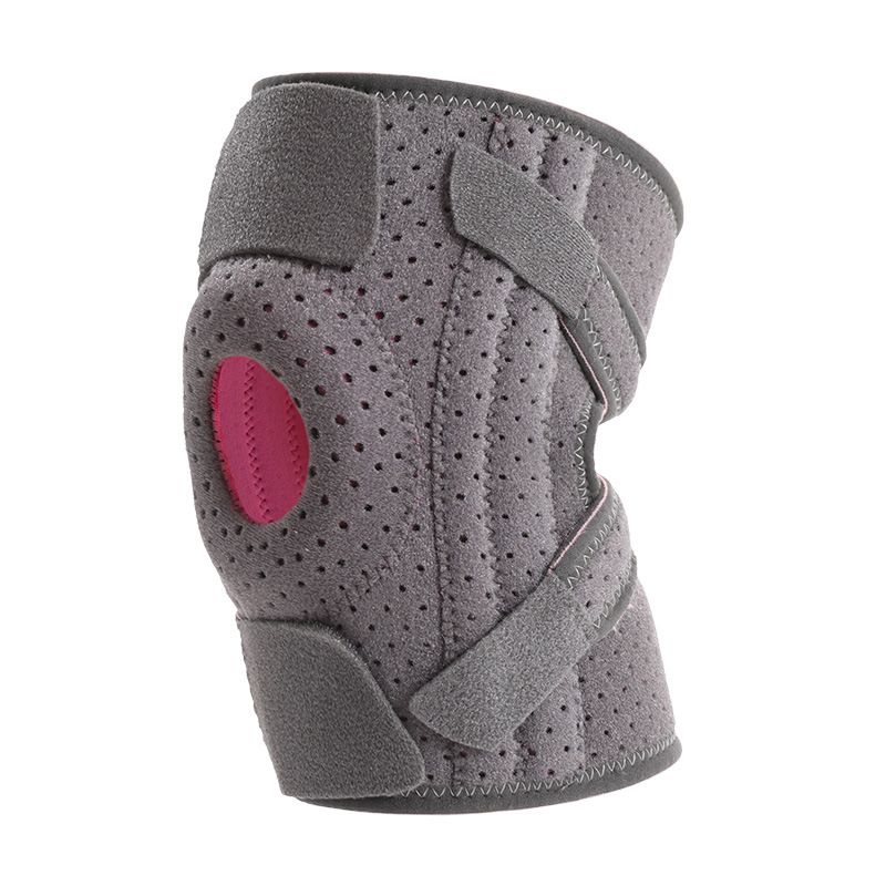Grey and Rose Red Breathable Sports Knee Brace 1 Pair - Adjustable Open