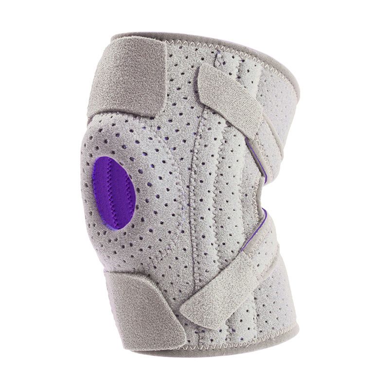Grey and Purple Breathable Sports Knee Brace 1 Pair - Adjustable Open Patella
