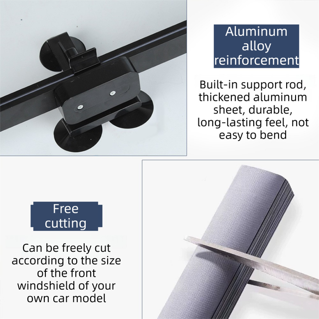 Retractable Car Windscreen Sun Shade with Suction Cup - Auto Roll Up Heat view 5