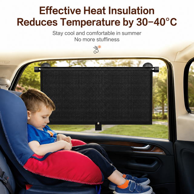 1 Pair Retractable Car Side Window Sun Shade (40 x 45CM) - 6 Layer Vinyl view 4