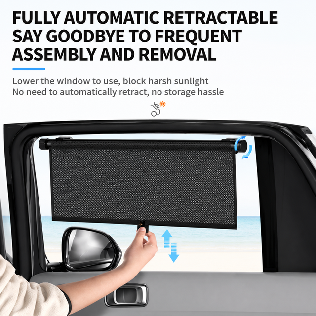1 Pair Retractable Car Side Window Sun Shade (45 x 50CM) - 6 Layer Vinyl view 2