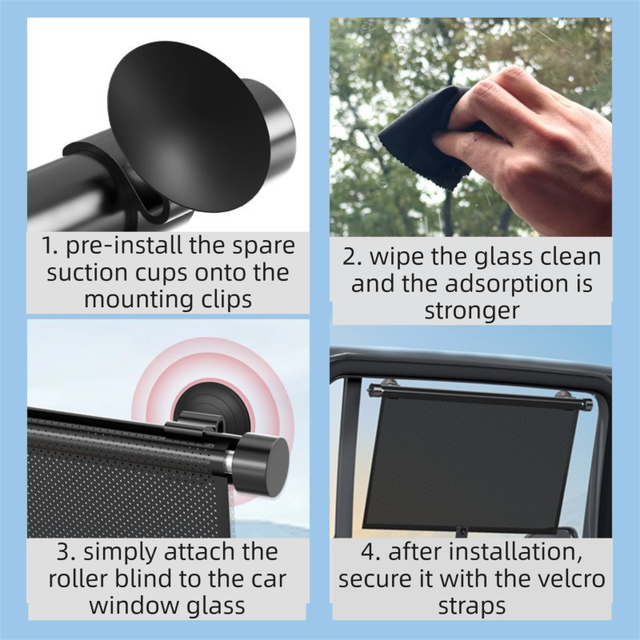 1 Pair Retractable Car Side Window Sun Shade (45 x 50CM) - 6 Layer Vinyl view 7