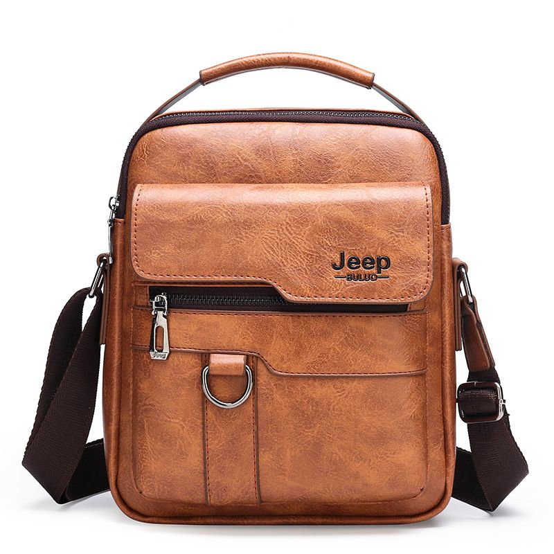 4PCS Brown Retro Business Casual Bag Set with Soft PU Leather Messenger Bag view 4