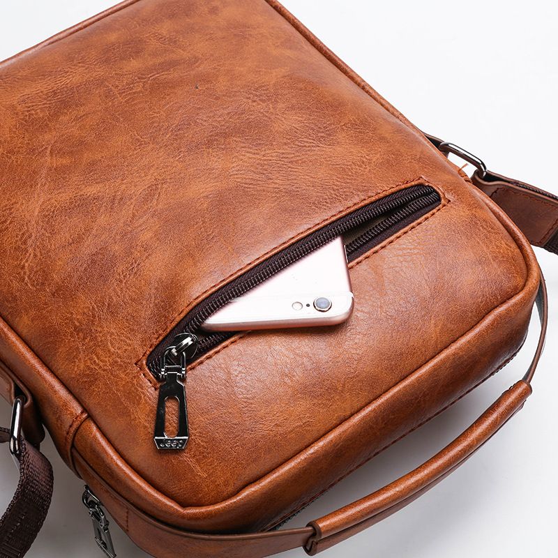 4PCS Khaki Retro Business Casual Bag Set with Soft PU Leather Messenger Bag view 5