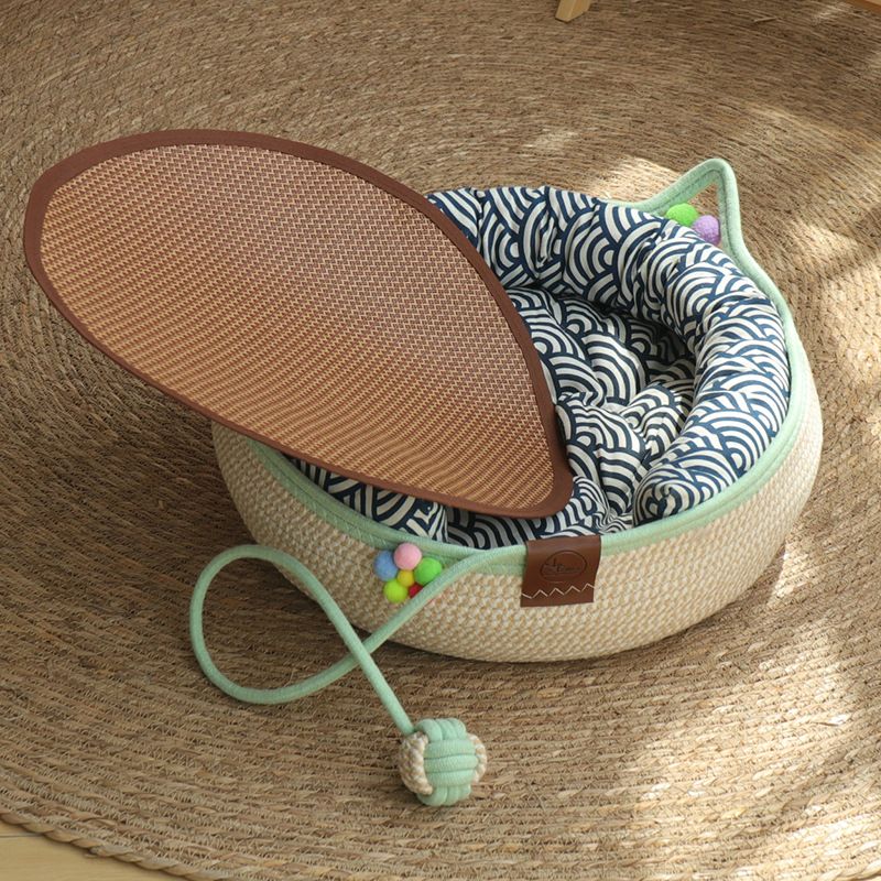 S Size Handwoven Natural Rattan Cat Bed and Scratcher - Washable Low-Mess