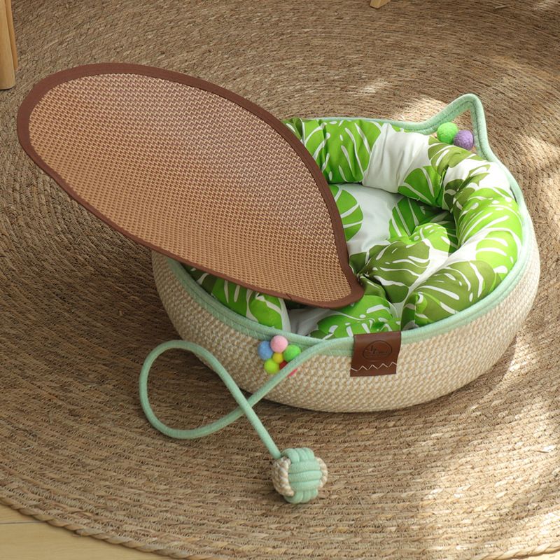 M Size Handwoven Natural Rattan Cat Bed and Scratcher - Washable Low-Mess