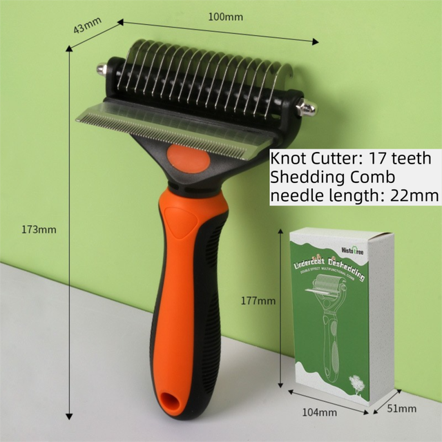 2-in-1 Orange Pet Knot Cutter Built in Shedding Comb for Dogs & Cats