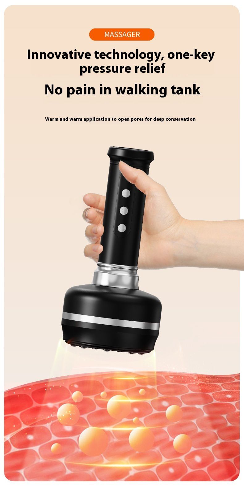 Electric Heated Gua Sha Massager(Black 1200mAh) - USB Rechargeable Red Light view 5