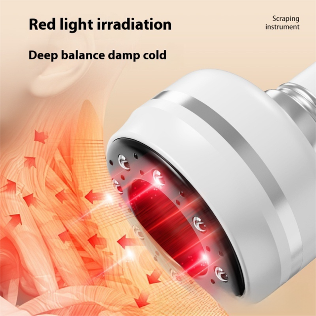Electric Heated Gua Sha Massager(White 1200mAh) - USB Rechargeable Red Light view 4