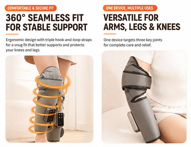 Light Grey Airbag Leg Massager with 3 Intensities and 3 Graphene Heat Modes view 4