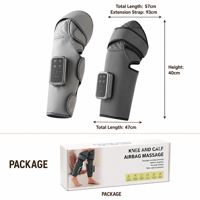 Light Grey Airbag Leg Massager with 3 Intensities and 3 Graphene Heat Modes view 5