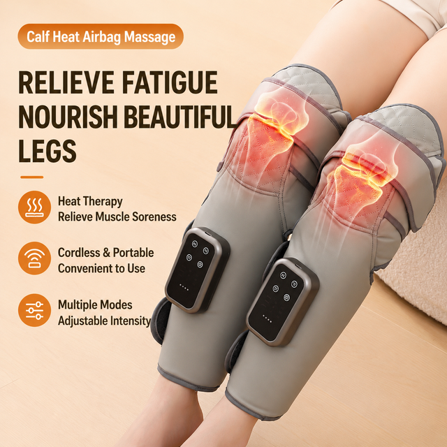 Dark Grey Airbag Leg Massager with 3 Intensities and 3 Graphene Heat Modes view 2