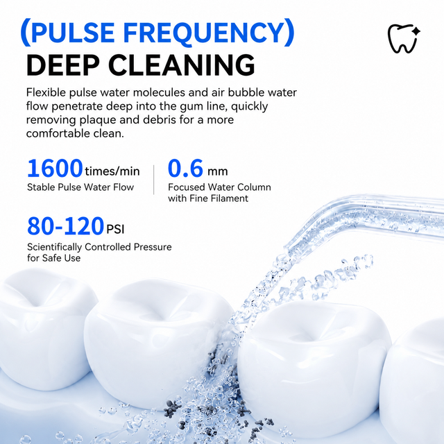 White Rechargeable Water Flosser Oral Irrigator with 3 Pressure Modes & 4 view 3