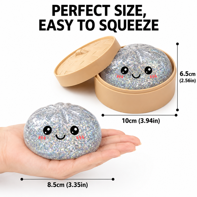 Realistic Steamed Bun Squishy Stress Relief Toy with Steamer Basket - Purple view 3