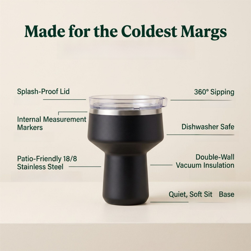 Navy Blue 470ML Stainless Steel Martini Tumbler Cup with 360°Salt & Sip Lid view 4
