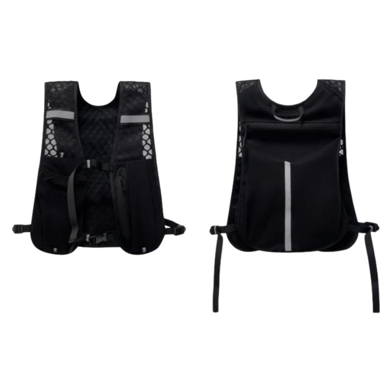 Black Lightweight Running Hydration Vest Backpack - Breathable Mesh Reflective