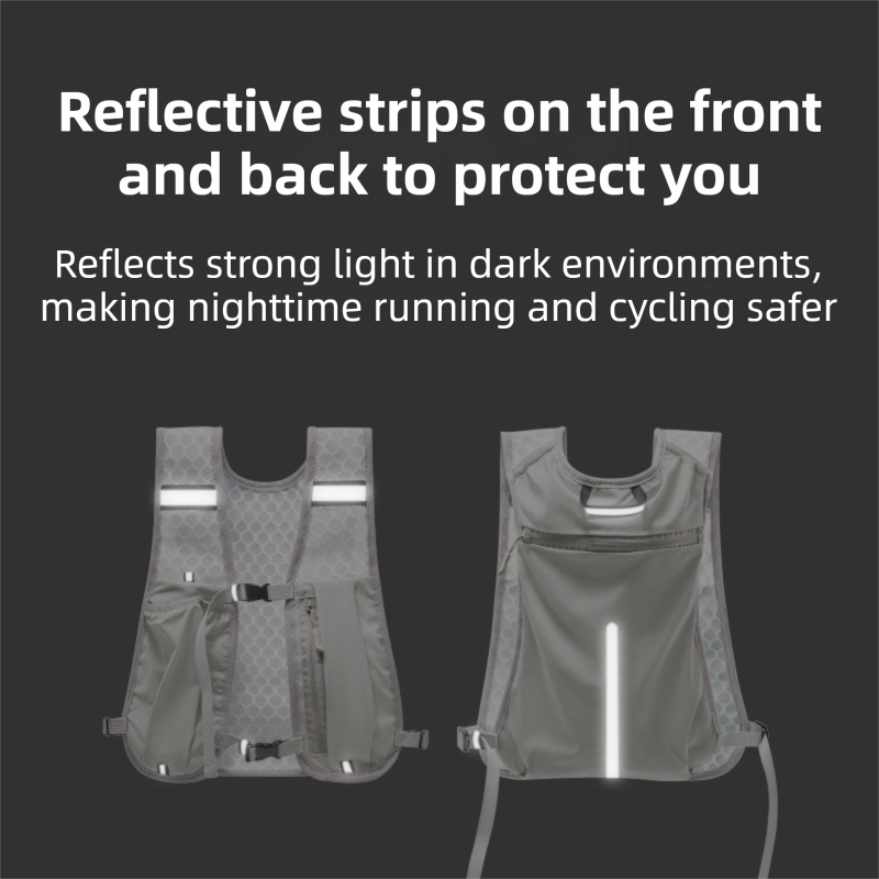 Blue Lightweight Running Hydration Vest Backpack - Breathable Mesh Reflective view 7