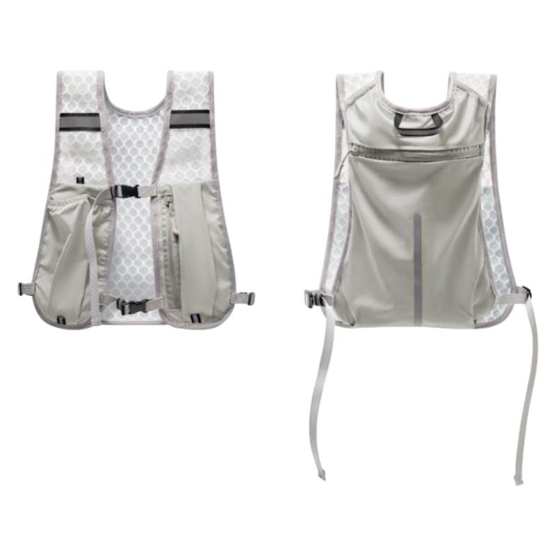 Grey Lightweight Running Hydration Vest Backpack - Breathable Mesh Reflective