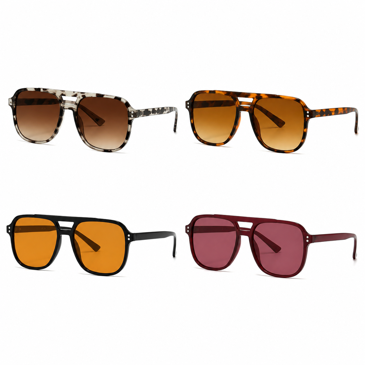 4 Pairs Y2K Style Aviator Sunglasses Set for Men and Women - UV400 Protection