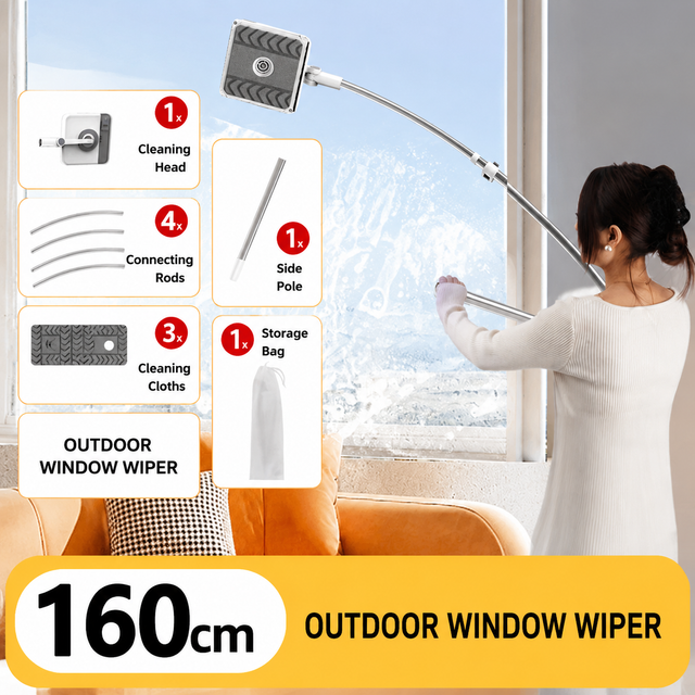 Lightweight Interior & Exterior Window Cleaner with 160CM Extendable Aluminium