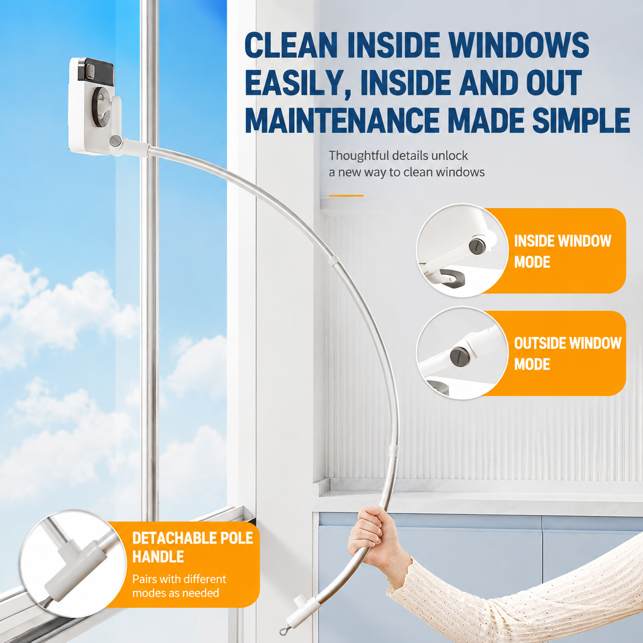 Lightweight Interior & Exterior Window Cleaner with 160CM Extendable Aluminium view 7