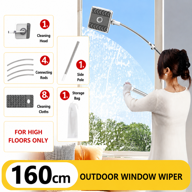 Lightweight Interior & Exterior Window Cleaner with 160CM Extendable Aluminium