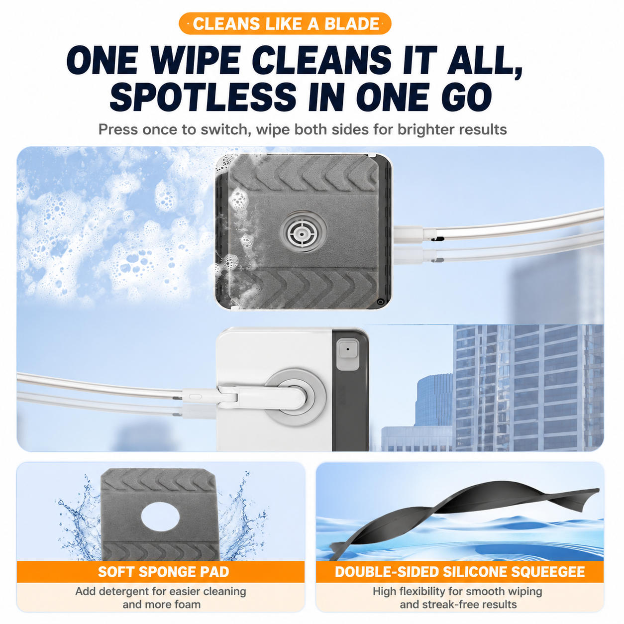 Lightweight Interior & Exterior Window Cleaner with 110cm Extendable Aluminium view 3