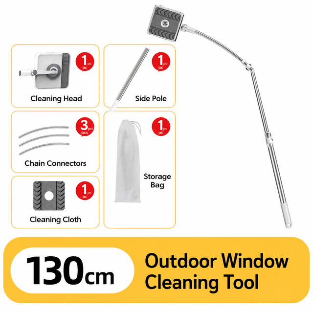 Lightweight Interior & Exterior Window Cleaner with 130CM Extendable Aluminium