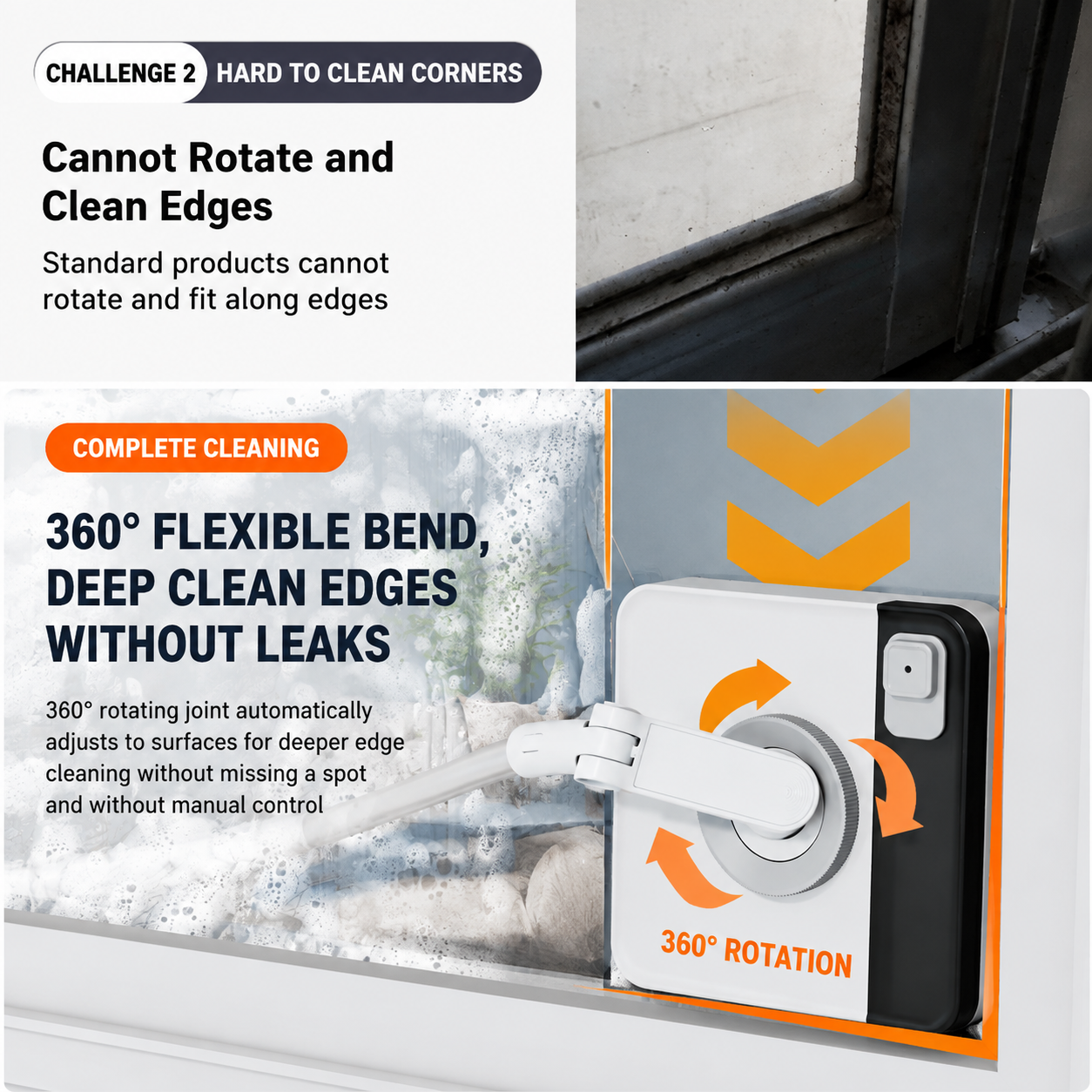 Lightweight Interior & Exterior Window Cleaner with 130CM Extendable Aluminium view 4