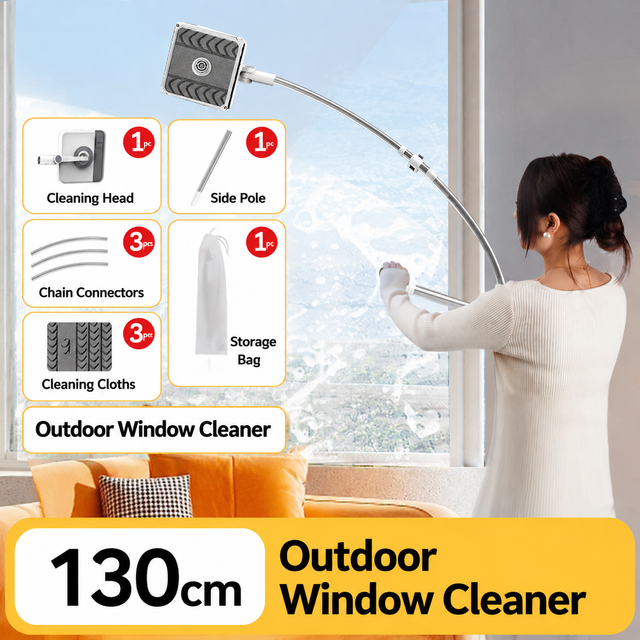 Lightweight Interior & Exterior Window Cleaner with 130CM Extendable Aluminium